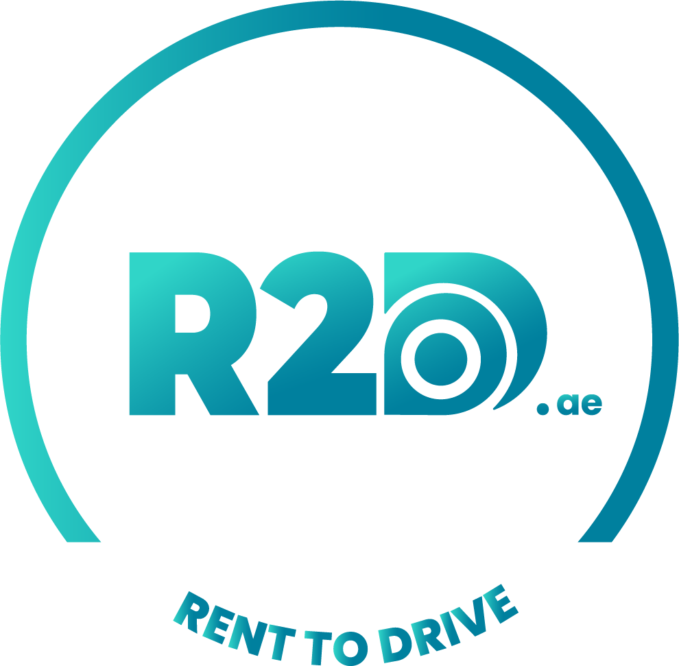 This is logo for rent to drive website in which R2D.ae is represented inside a torquoise color circle.